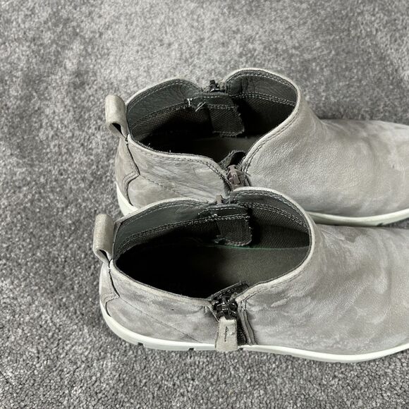 Ecco Bella Gray Nubuck Leather Side Zip Biker Ankle Bootie Women's Sz 41 - Picture 10 of 11